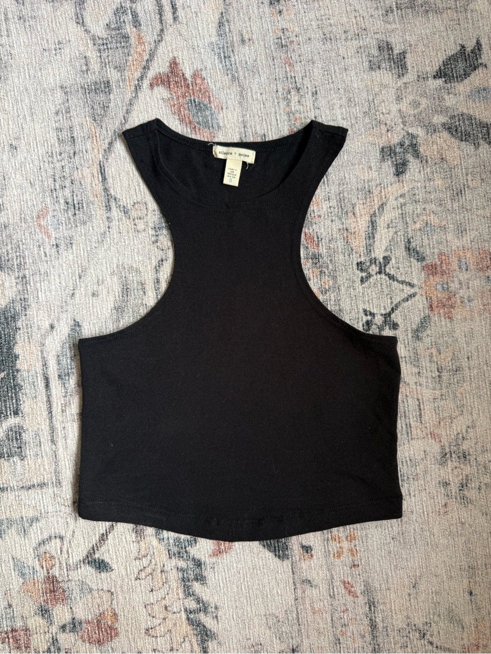 silence + noise Black Racerback Cutout Crop Tank